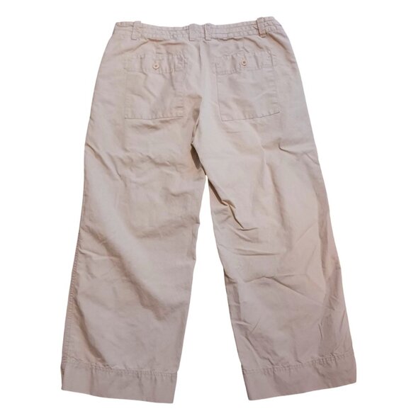 Gap Khaki Linen/Cotton Blend Wide-Leg Cropped Pants w/ Drawstring & Pockets, 10 - Picture 2 of 10